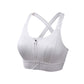 Adjustable Supportive Sports Bra with Front Zipper for Women-White