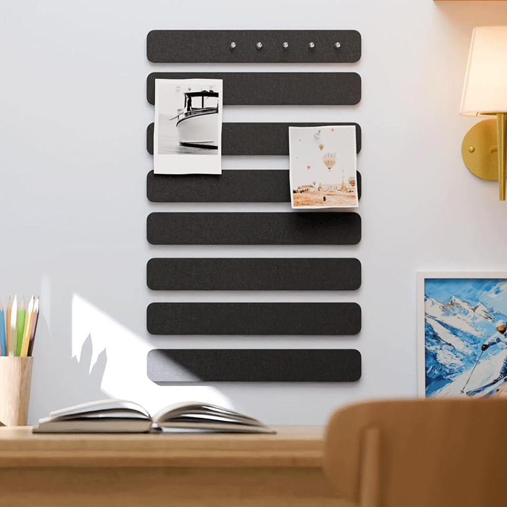 8 Pack Self Adhesive Felt Display Strips with 35 Push Pins for Wall Decor