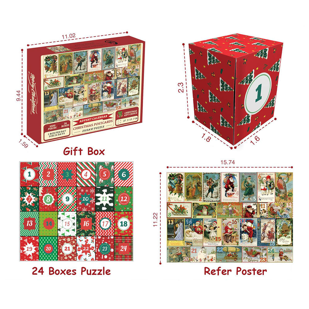 Christmas Advent Calendar Puzzle 1000 Piece Advent Calendar 24 Days Countdown Puzzles Toy