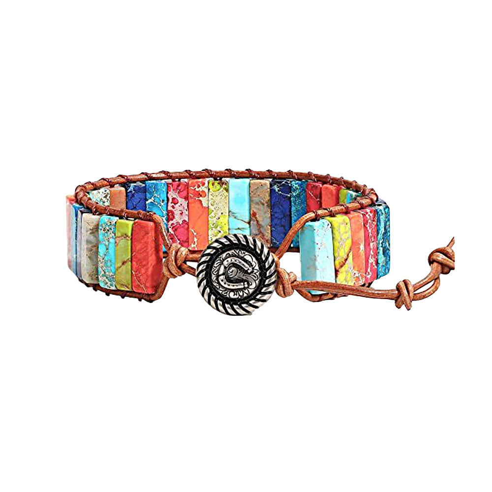 7 Chakra Boho Leather Wrap Bracelet