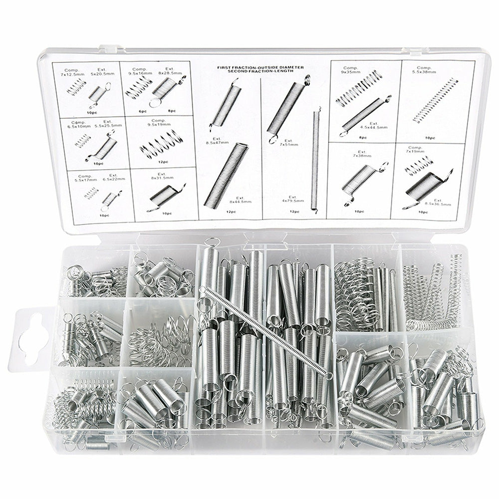 200 PCS Springs Assortment Kit Carbon Steel Spring Set for Home Automotive Repair