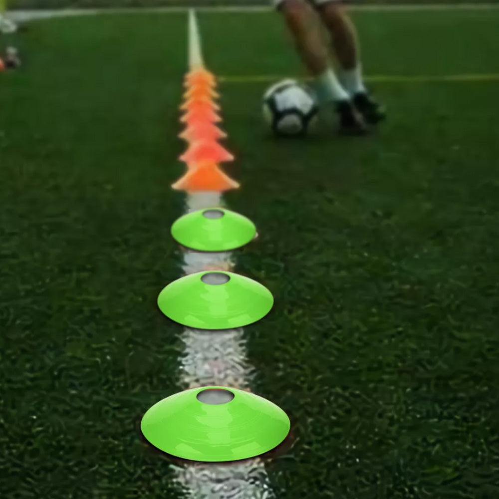 50pcs Soccer Cones With Portable Bags And Brackets Sports Training Discs Markers Cones