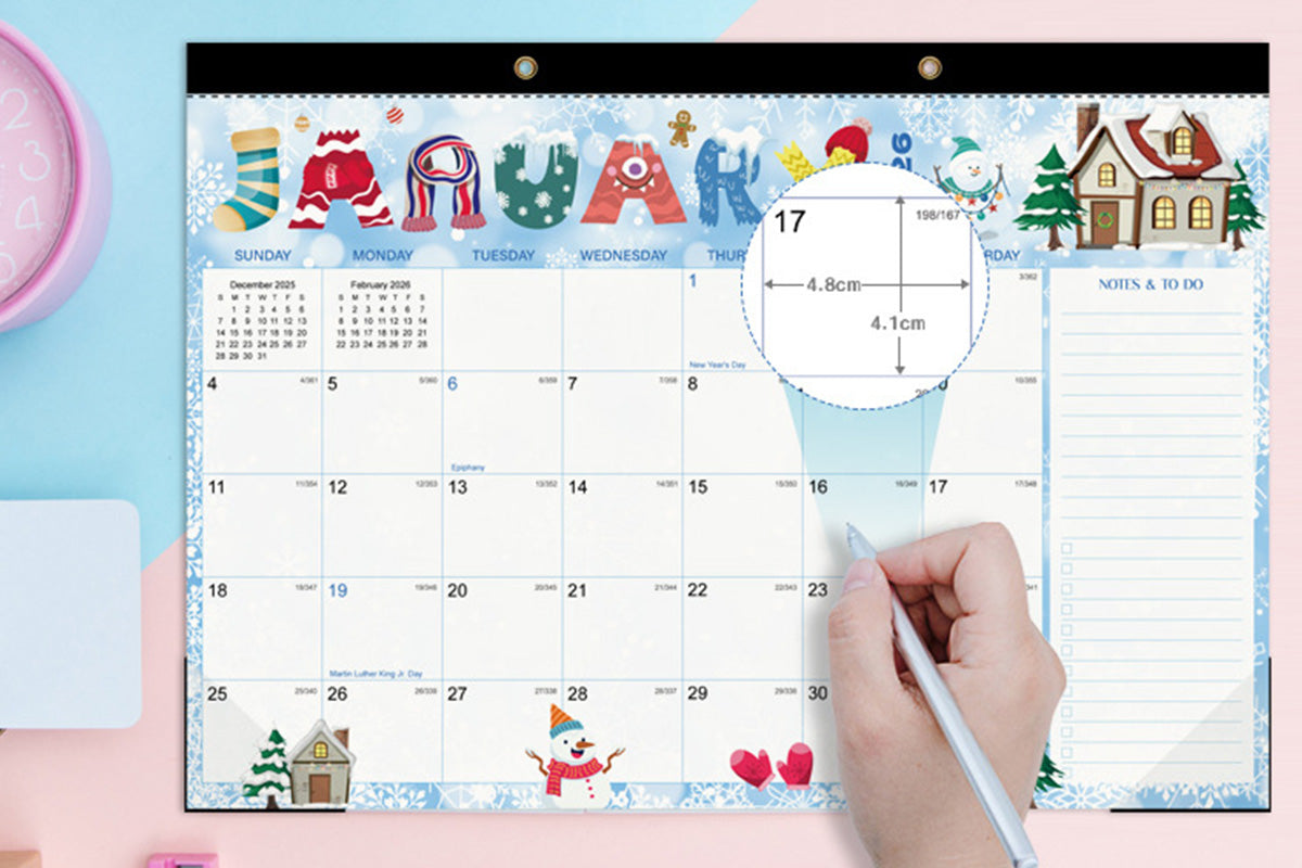 Desk Calendar 18-Month from 2026 Jan- 2027 June with Corner Protectors for Office