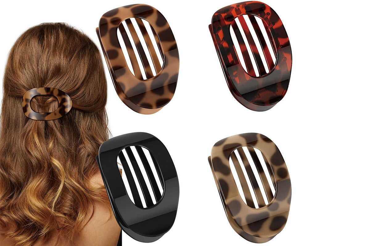 4-Piece Flat Hair Claw Clips Set for Women Strong Hold Styling