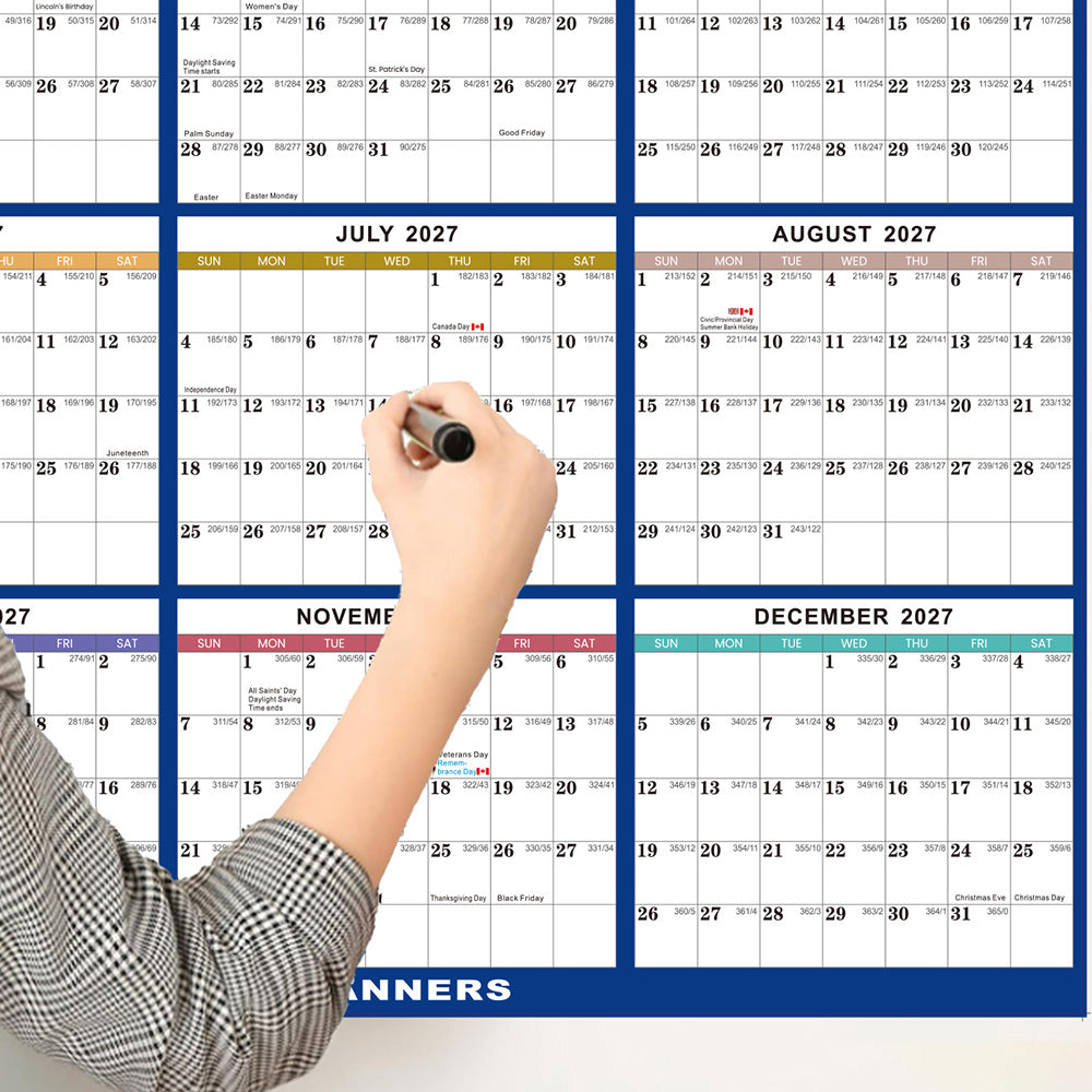 2027 Double Sided Dry Erase Wall Planner Calendar 88 x 59cm