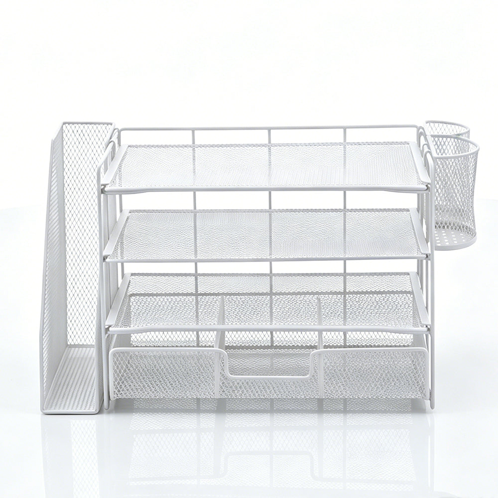 4 Tier Desk Organizer Metal Mesh Document Holder for Office Supplies
