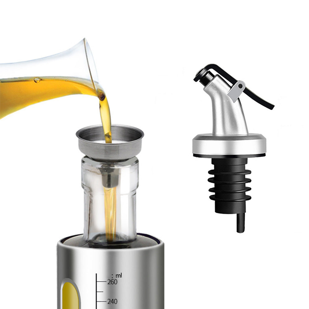 Glass Oil Dispenser with Capacity Markings 300 or 500ml Push-Button Bottle