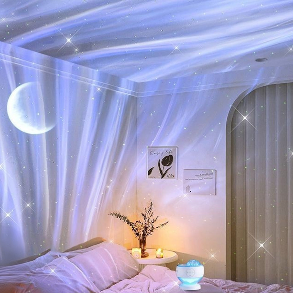 Rechargeable Northern Lights Aurora Projector with Bluetooth Speaker 16 Light Colors for Car Home Camping