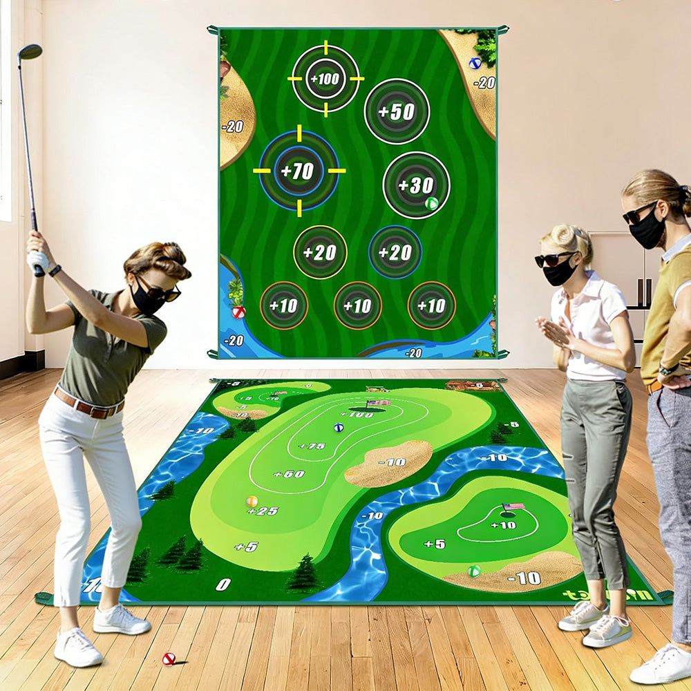 Double-Sided Golf Chipping Practice Mat for Indoor and Outdoor Use