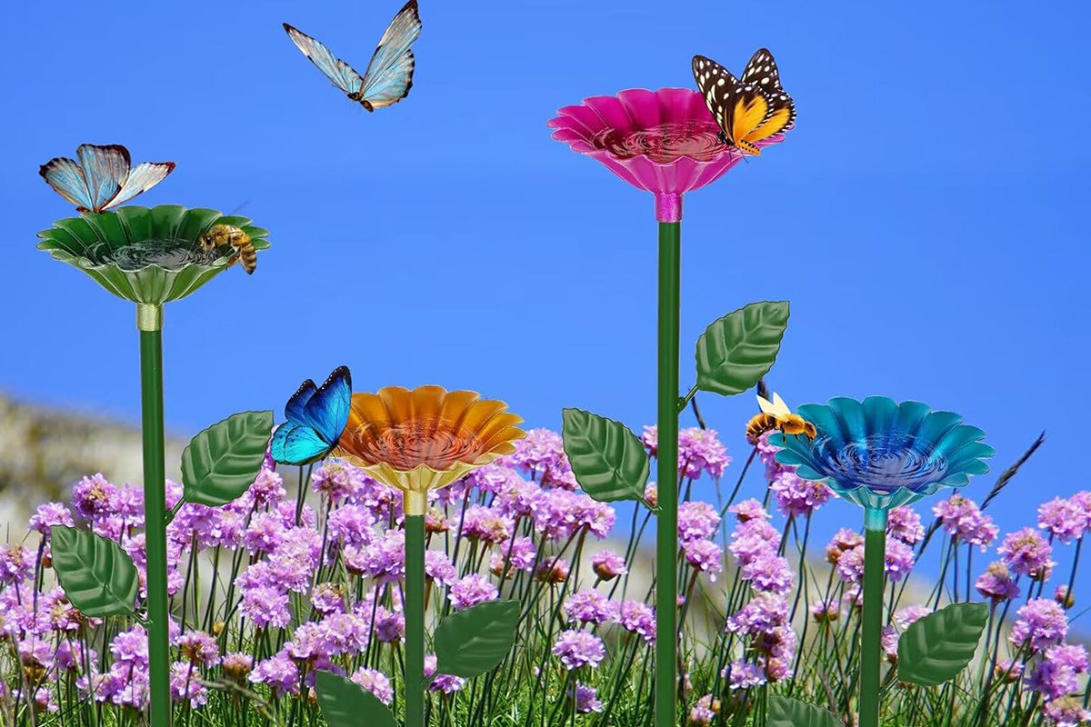 4PCS Bee Watering Station Metal Bee Water Feeder Colorful Bee Bath Bowl For Outdoor