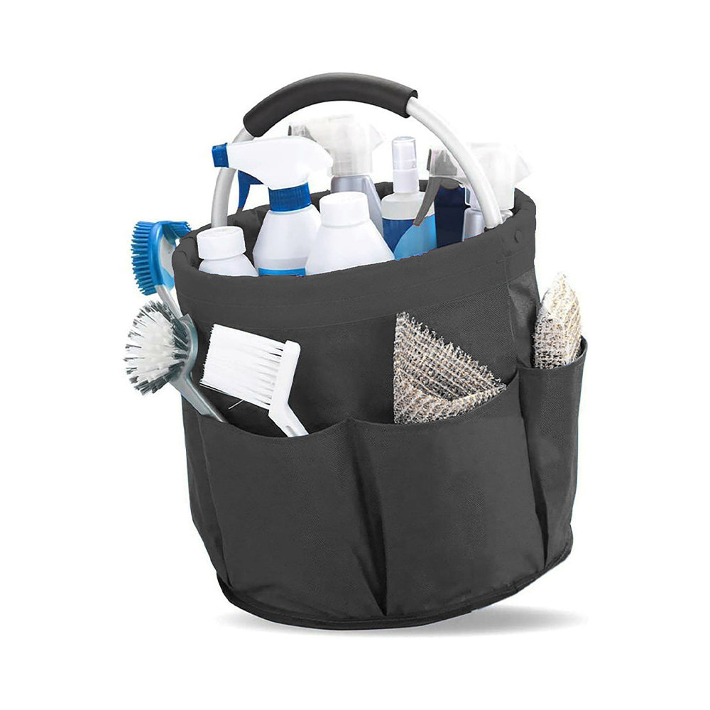 28 x 28cm Cleaning Caddy with Handle 6 Pockets Collapsible Bucket