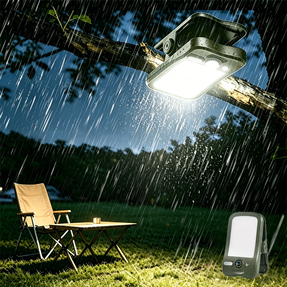 USB Solar Dual Charging Camping Clip Light with 60 LEDs 3 Dimming Modes Power Display