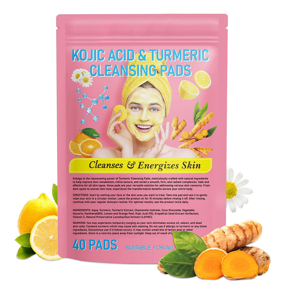 80Pcs Kojic Acid And Turmeric Cleansing Dry Pads for Dark Spots Balance Skin Care