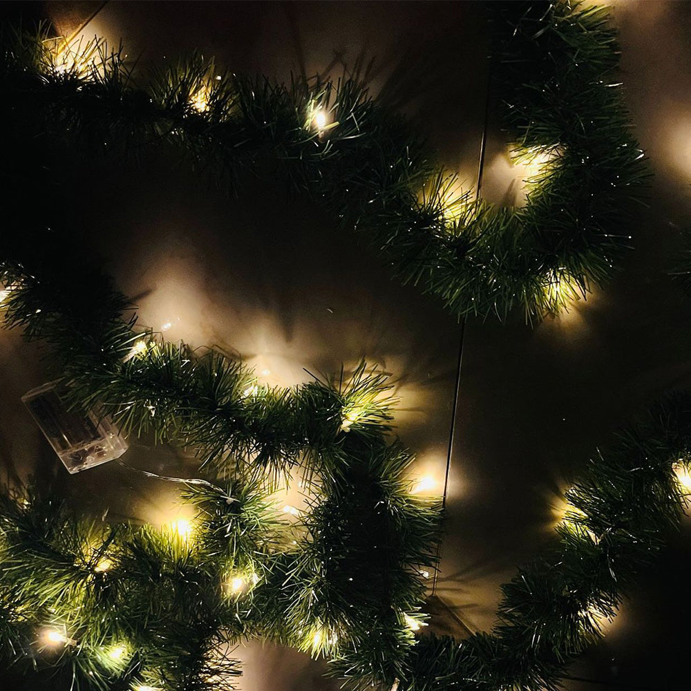 10m Christmas Garland with 100 LED Lights Artificial Wreath Stairs Rattan Decoration