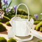 Wedding Flower Girl Basket with Pearl Handle Bowknot Satin Ribbon