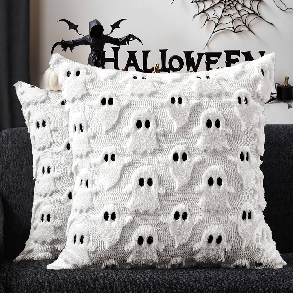 Cute Halloween Ghost Pillow Cover with Zipper for Living Room Bedroom Office