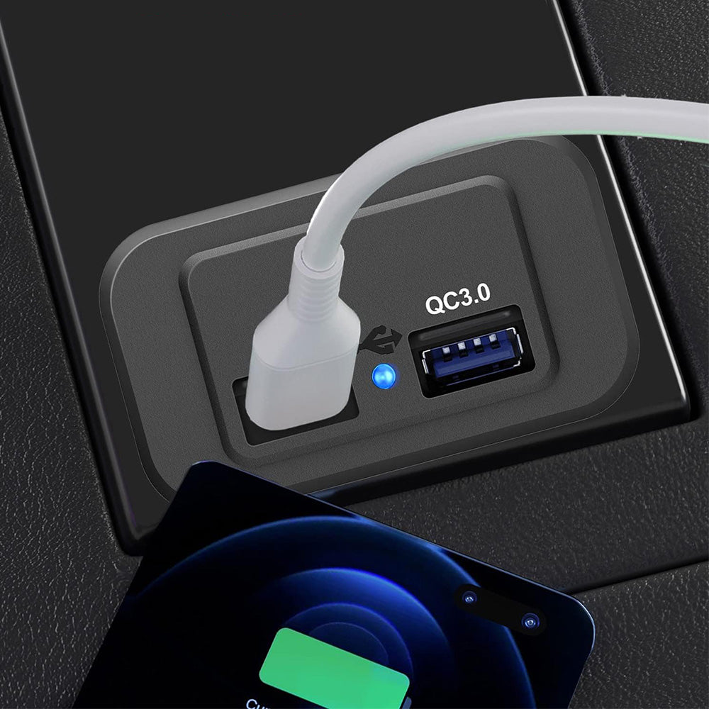 12V 24V PD 18W QC30 Dual Port Flush Mount Vehicle USB Charger