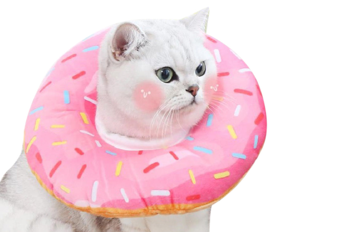 Cat Cone Soft Collar Adjustable Kitten Recovery Cones Cat Donut Collar-Pink