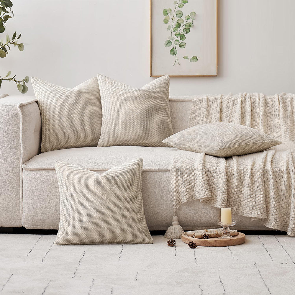 2X2 Pack Chenille Knit Throw Pillow Covers for Couch Bed
