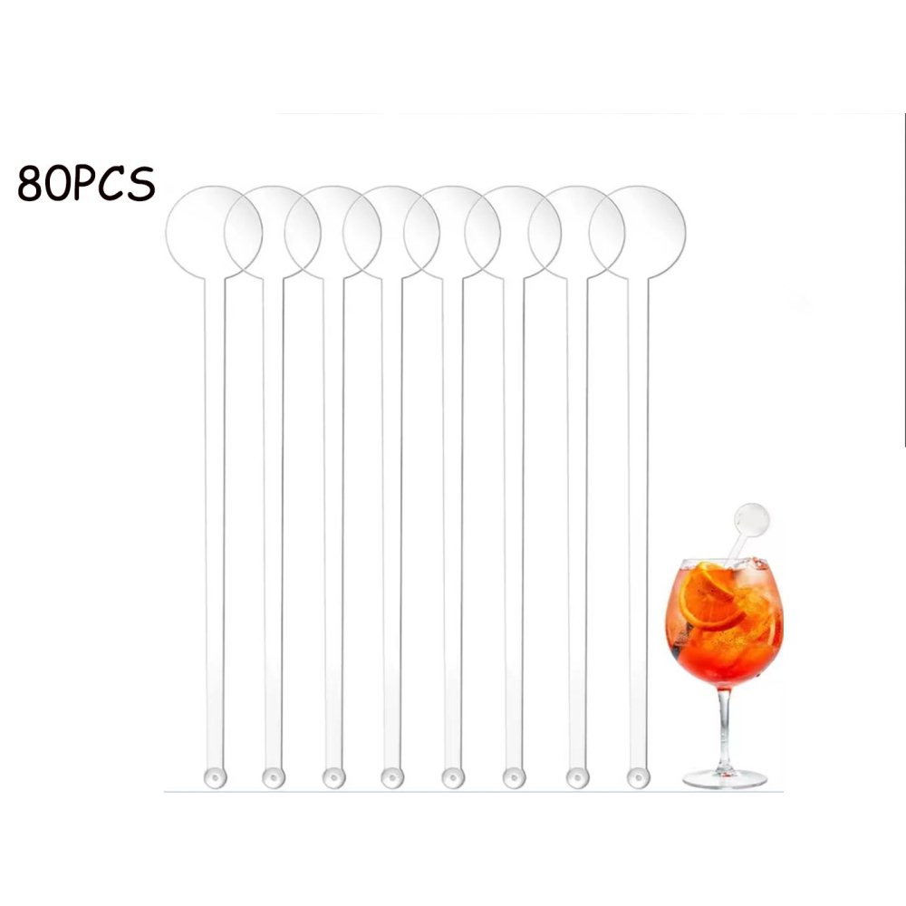 80Pcs Plastic Disc Twizzlers Stirrer Sticks