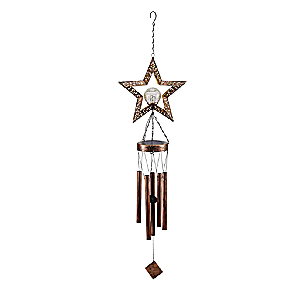 Sun Moon Star LED Solar Metal Wind Chime Outdoor Garden Decor-Star