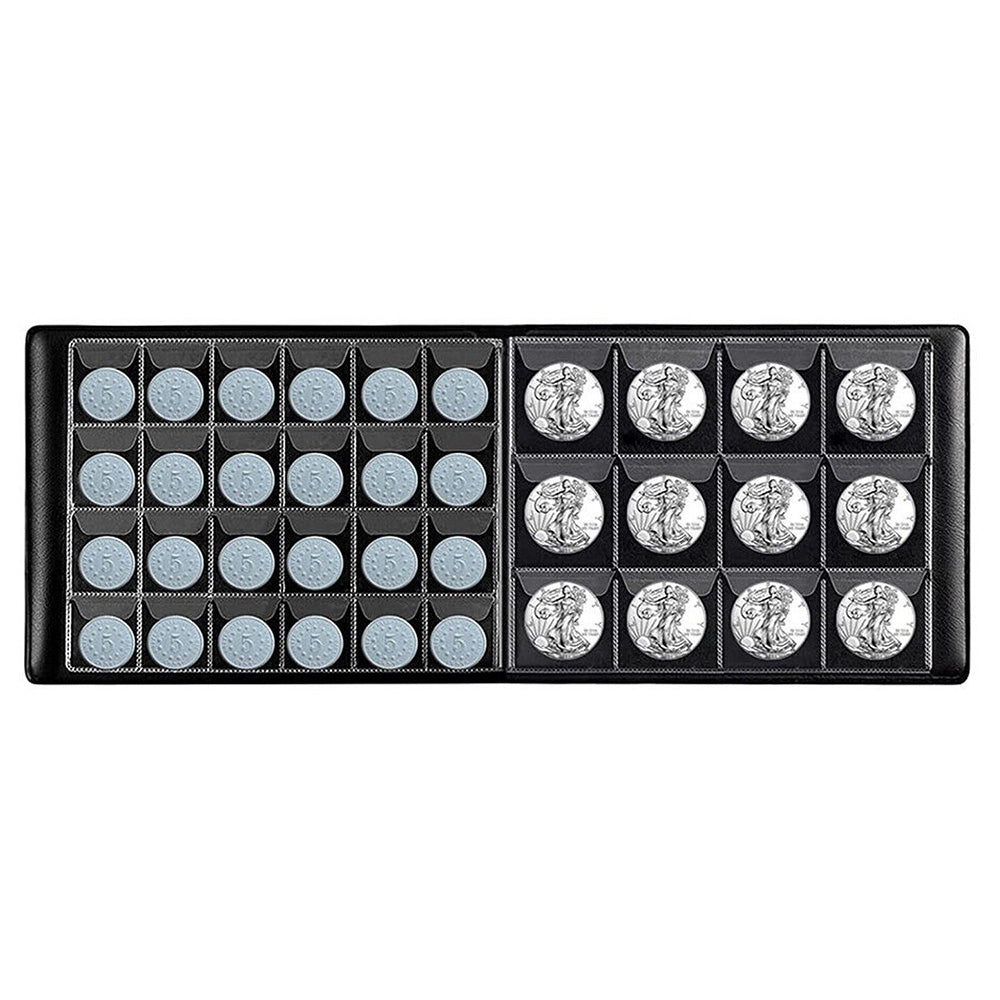 312 Slots Black Coin Album Storage Book for Collectors Coins Stamps Badges Cards