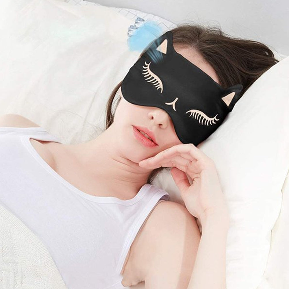 Cat Pure Mulberry Silk Travel Sleep Eye Mask Cover Padded Blindfold Soft Silky