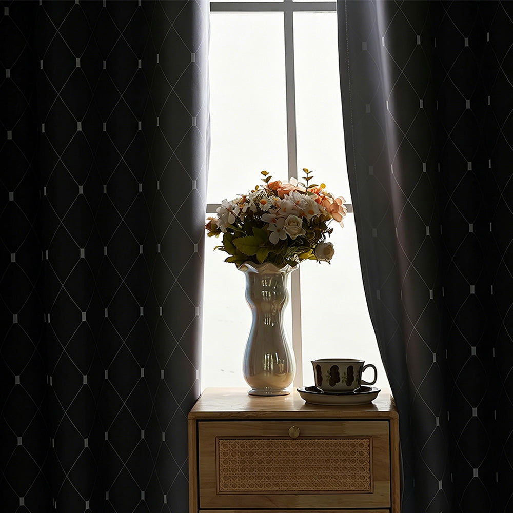 2XBlackout Curtain Gradient Color Curtains for Bedroom Living Room-Black