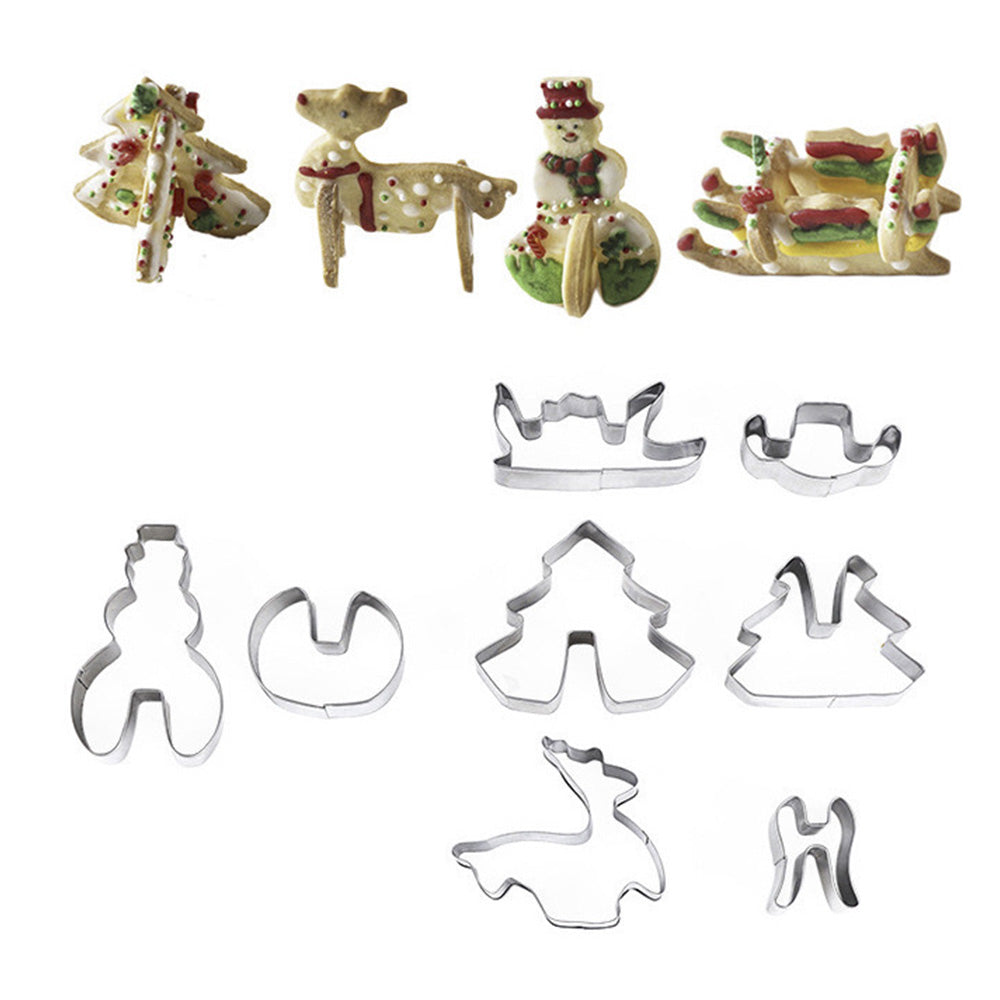 18PCS Stainless Steel 3D Christmas Cookie Cutter Set Gingerbread House Shapes
