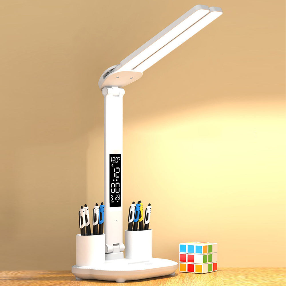 2Pcs USB Rechargeable Touch LED Dimmable Desk Lamp with Pen Container