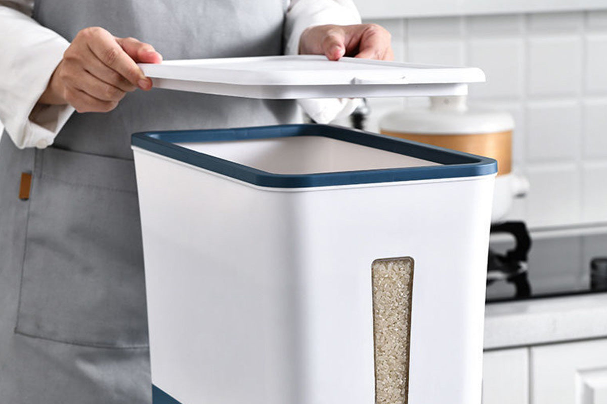 12KG Rice Dispenser Large Food Container Grain Storage Bin with Measuring Cup