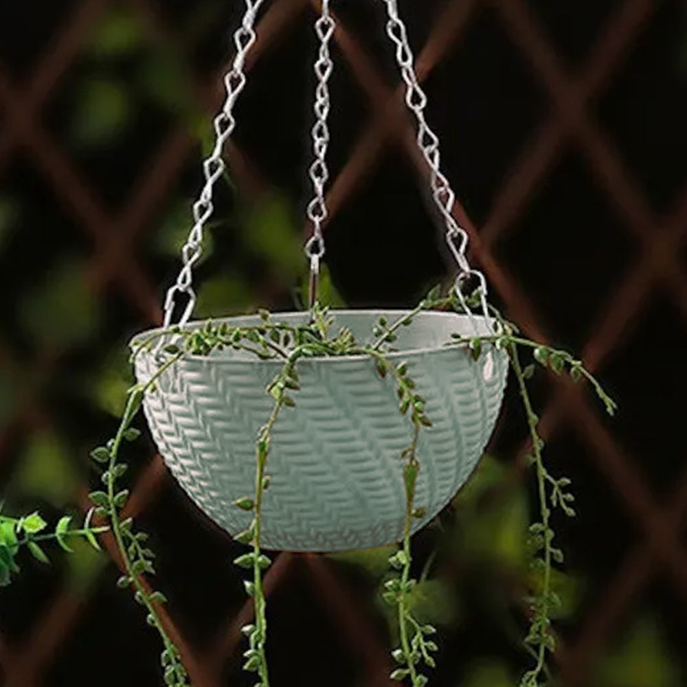2Pcs Hanging Flower Basket with Drainage Holes and Chain