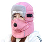 Winter Ski Hat with Detachable Goggles Warm Snow Sports Headwear for Men Women