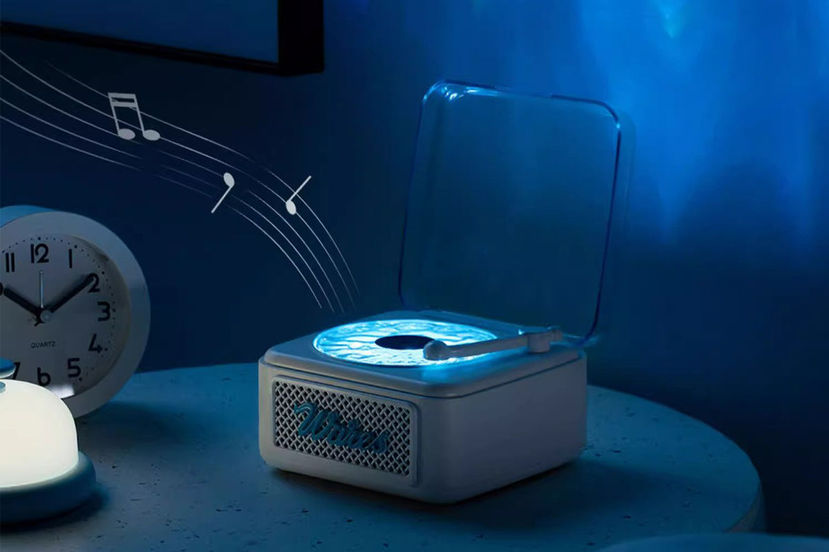 Record Player Shaped Bluetooth Speaker White Noise Projection Lamp