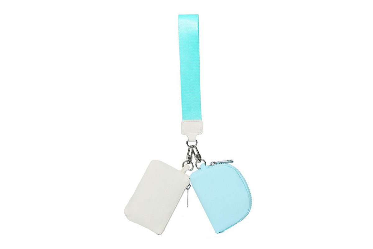 2-In-1 Dual-Pouch Wristlet Zipper Pouch Set Wallet Coin Purse Card Holder