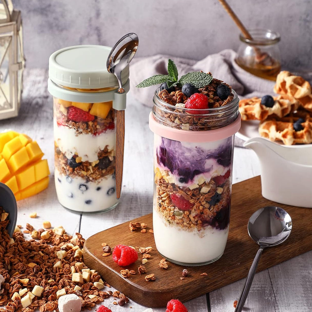 4Pcs 600ML Overnight Oats Containers with Lids and Spoons