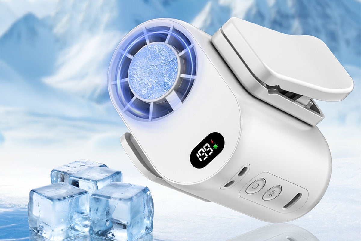 Waist Fan with Ice Cooling Compress 5-Speed or Stepless Adjustable Wireless Clip-On Fan Ice-Cold Fan