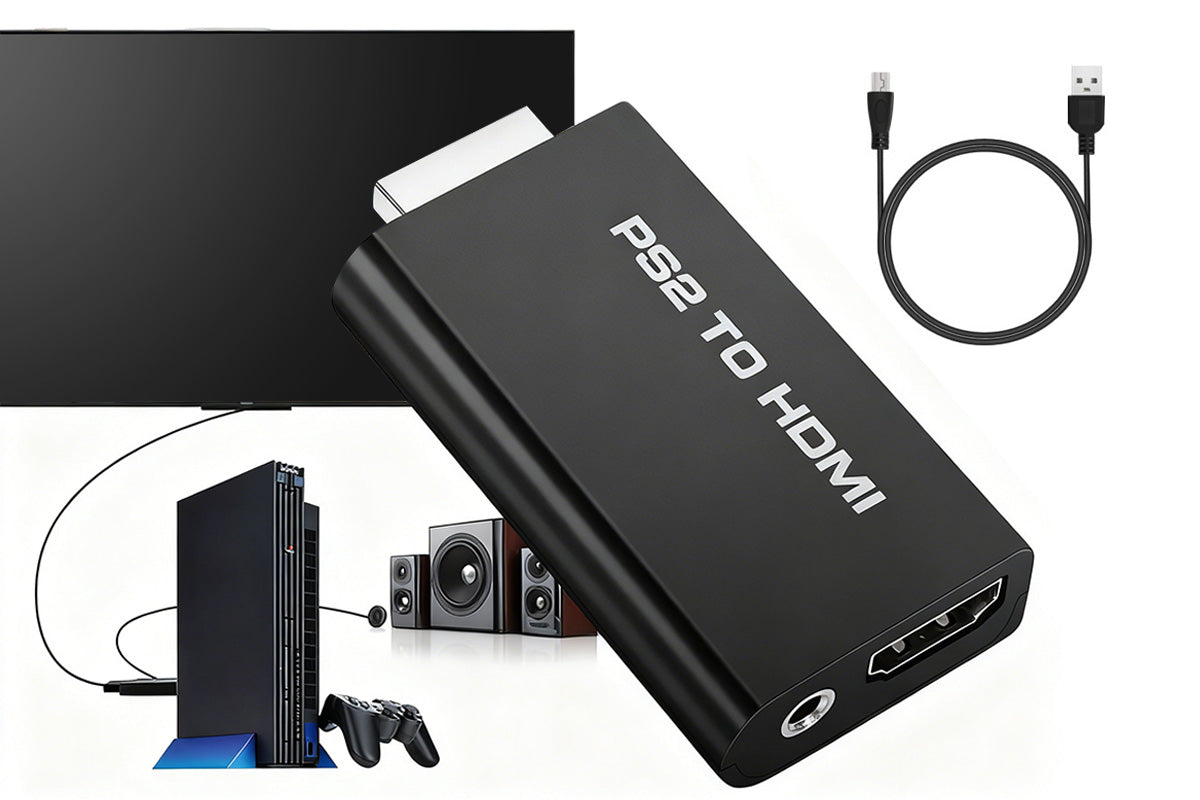 PS2 To HDMI Converter Adapter With USB Power Cable Supports All PS2 Display Modes