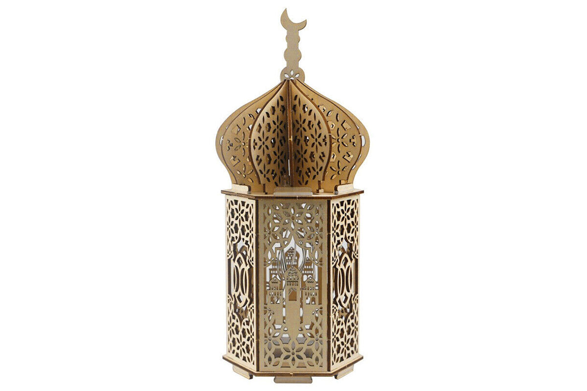 Christmas Wooden Lantern – Decorative Carved Hollow LED Night Light for Holiday Home Decor