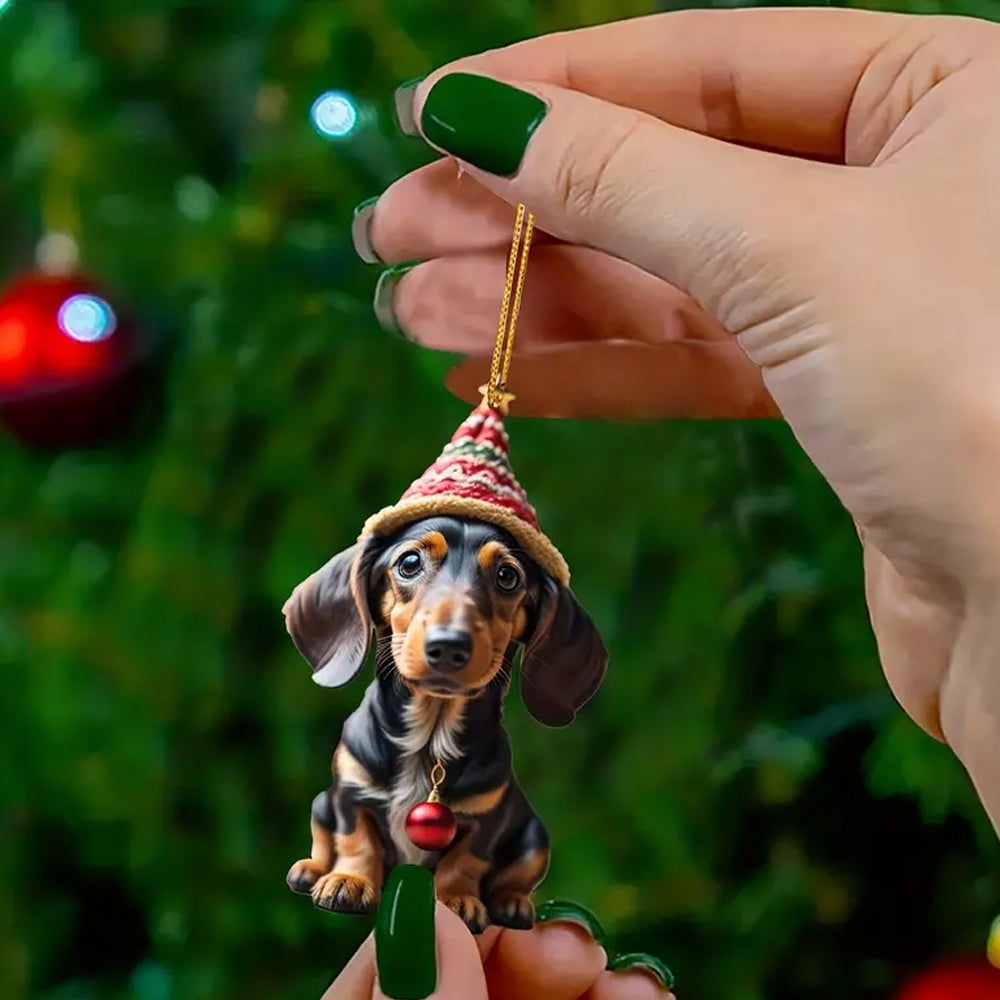 Merry Christmas Dachshund Dog Christmas Ornaments 7Pcs for Christmas Tree Hanging Decoration