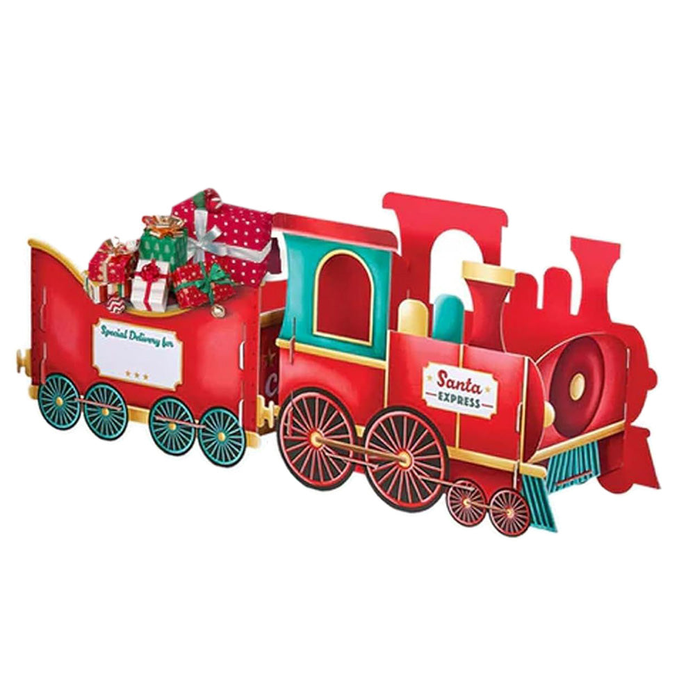 Santa Gift Train Christmas Cardboard Gift Box Present Holder Home Decoration