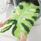 Faux Sherpa Bathroom Mat Monstera Leaf Design Non Slip Washable Rug for Bathroom Floor