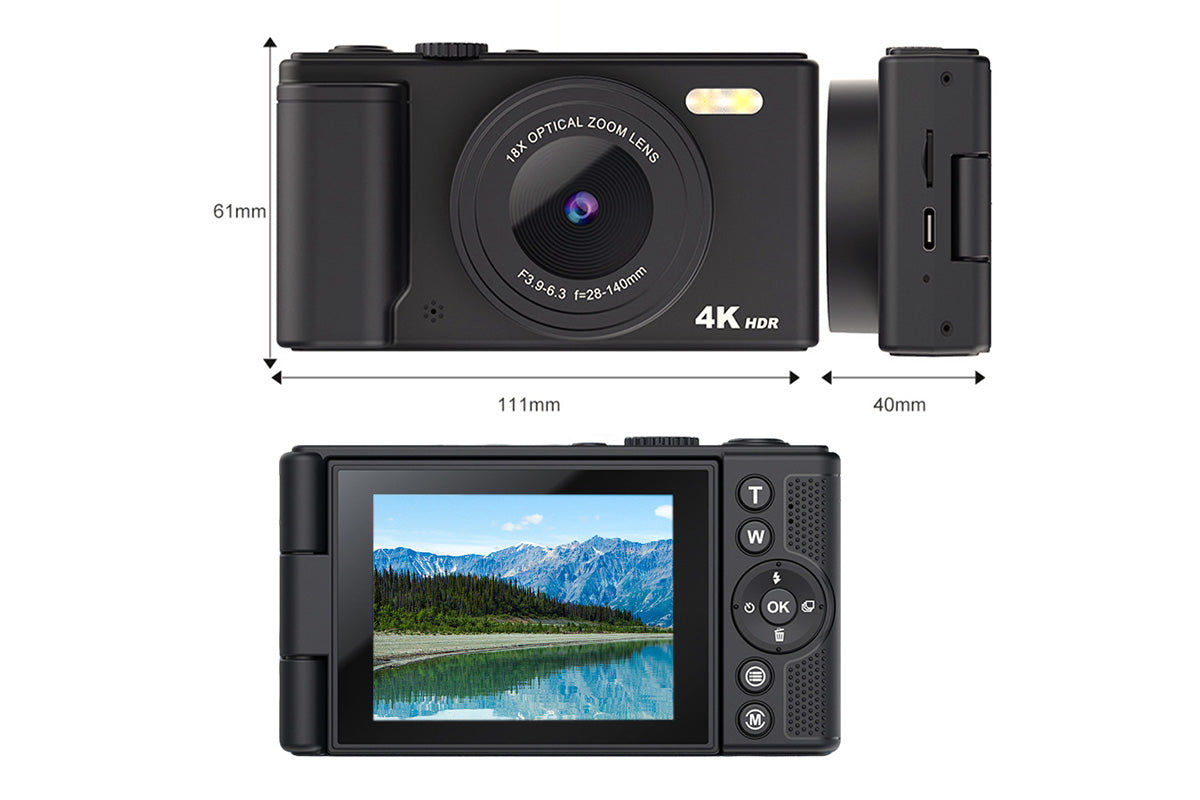 4K Digital Camera Flip Screen Autofocus for Vlogging and Photography Beginners