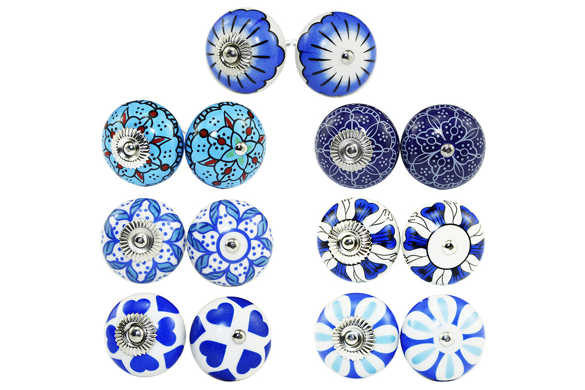 7Pcs Ceramic Cabinet Drawer Knobs – Cupboard Door Handles Pulls for Furniture
