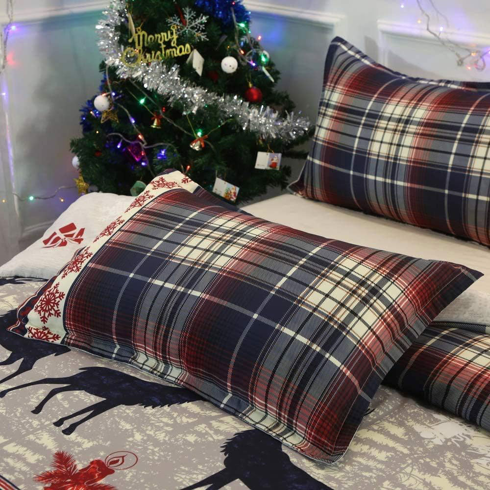 Christmas Pattern Quilt Duvet Doona Cover Set Single Double Queen King Size Bedding Set