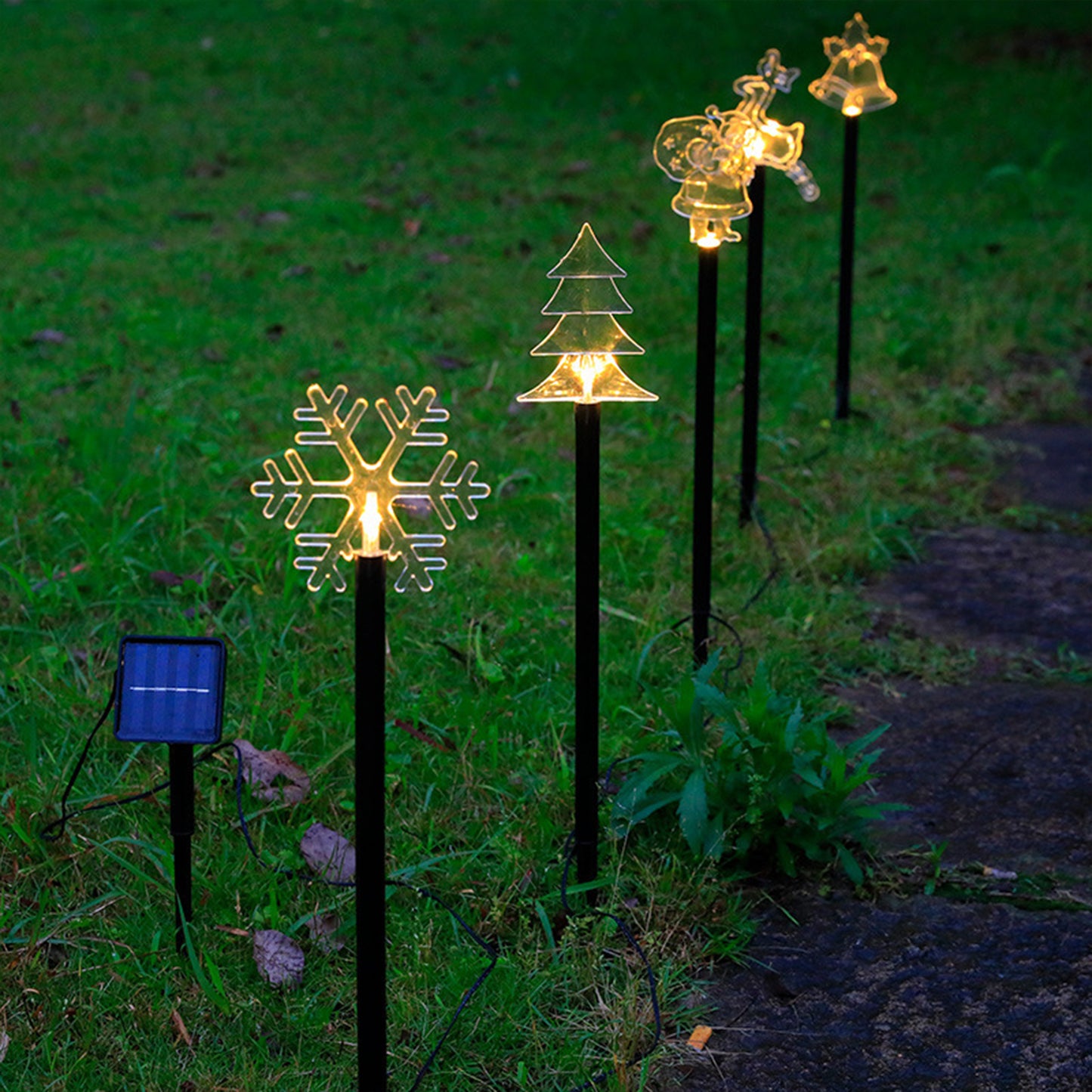 5 In 1 Solar Christmas Ground Plug Light