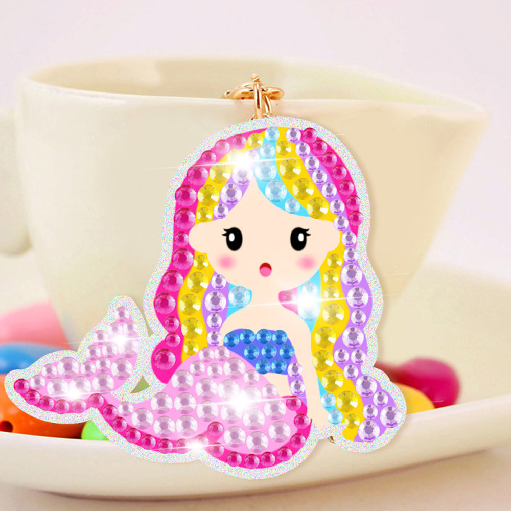 DIY Mermaid Rhinestone Painting Keychain Kits Unicorn Christmas Rhinestone Painting Kit Christmas Tree Hanging Ornaments