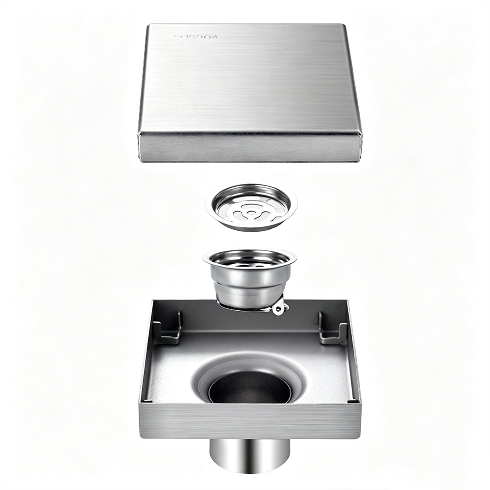 Square Shower Drain with Filter Detachable Stainless Steel Floor Drain for Bathroom Balcony
