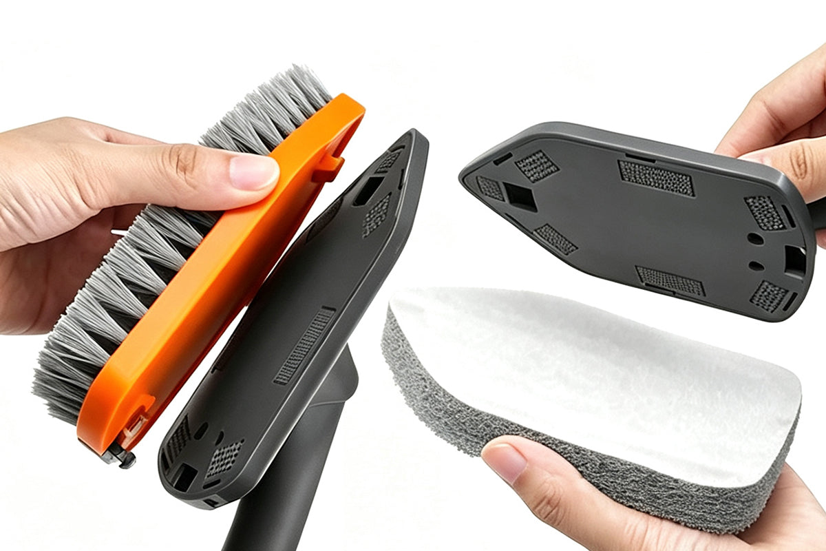 Extendable Tile Scrub Brush with 4 Brush Heads Shower Floor Cleaning Brush