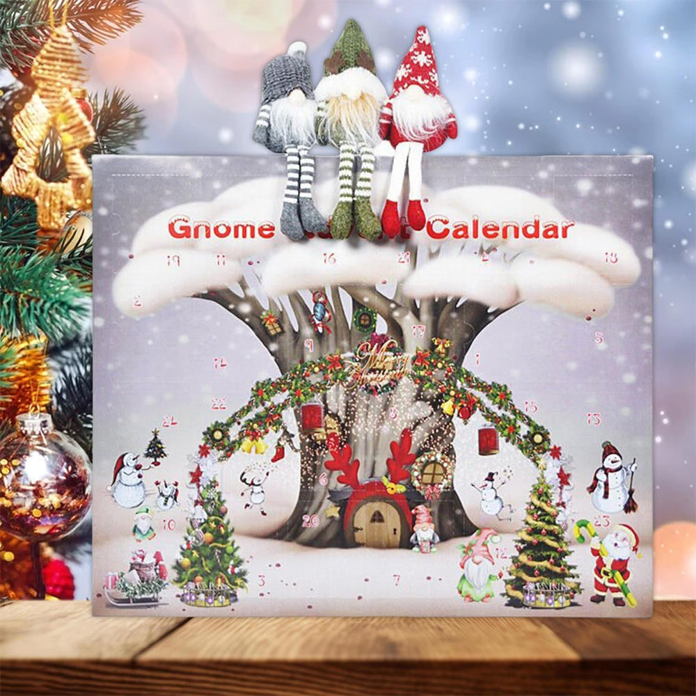 24 Days Christmas 3D Statues Advent Calendar with Gnome Plush Toy